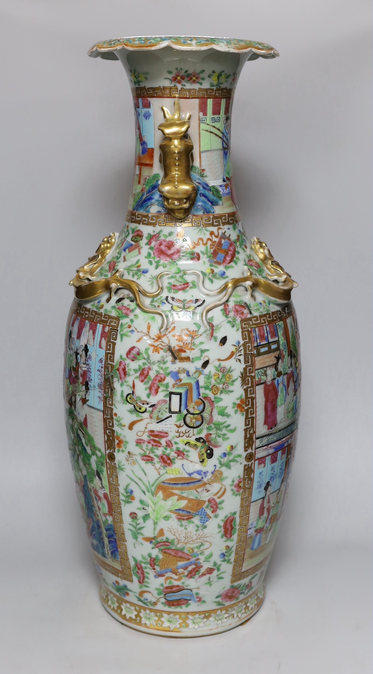 A large Canton baluster vase, 61cms high